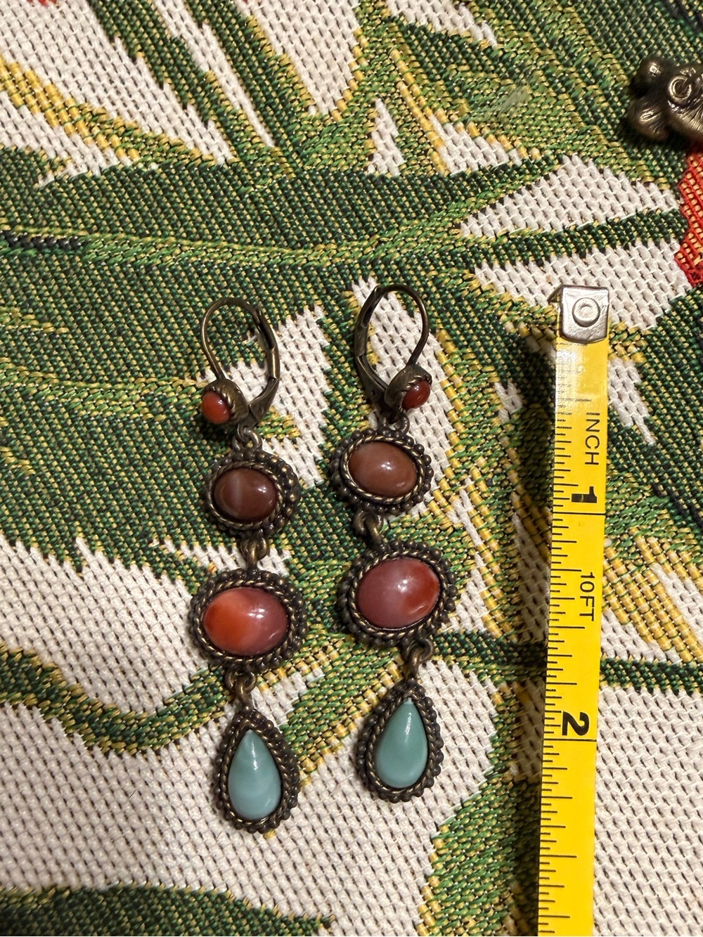 Multi-Stone Dangle Earrings in Coral and Turquoise